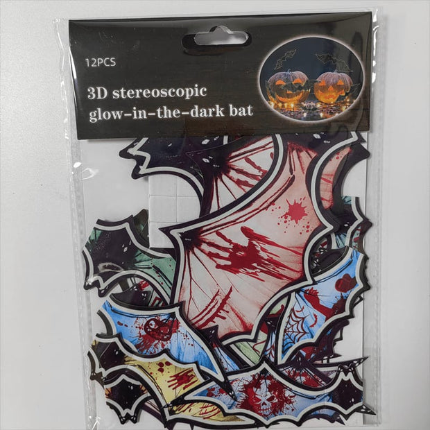 Halloween Glow in the Dark Bat - 12 PCS Set