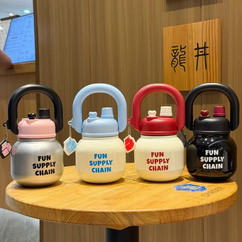 Fun Supply Chain kettle bell Water Bottle – Sipper Bottle with Handle & Charm - The Write Stuff
