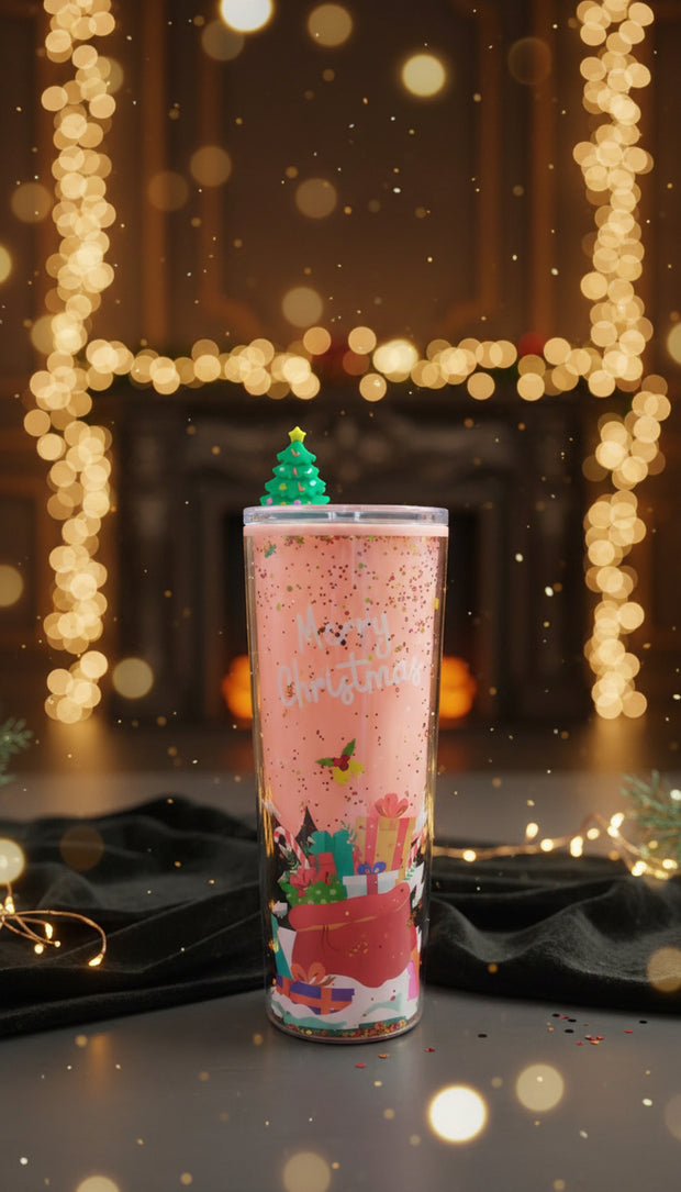 Christmas Glitter Sipper Tumbler