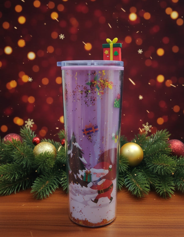 Christmas Glitter Sipper Tumbler