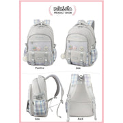 Pastel check Backpack 18inch with Batches