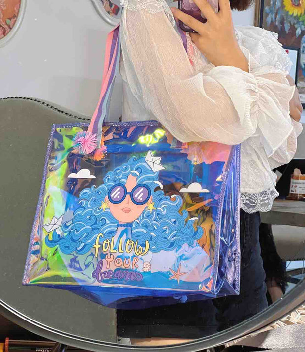 Vest Holographic Tote Bag -Mermaid/ Follow Your Dream/Yes you Can