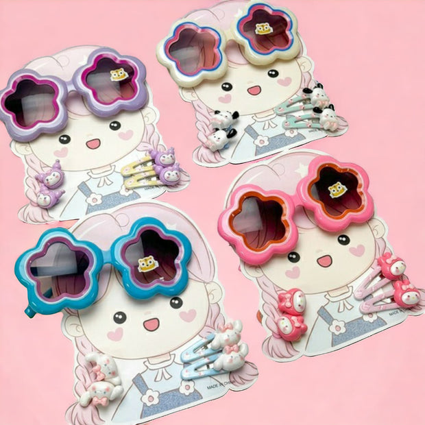 Kids Sunglasses With hair Clip Set