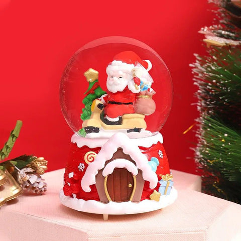 Christmas Snow Globe Santa on Scooter with Light and Music