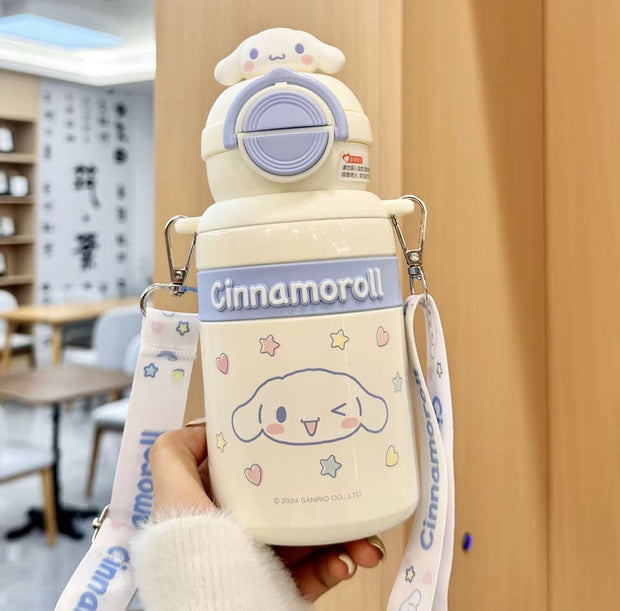 Kuromi & Cinnamoroll 2 in 1 Cap Water Bottle - 550ml