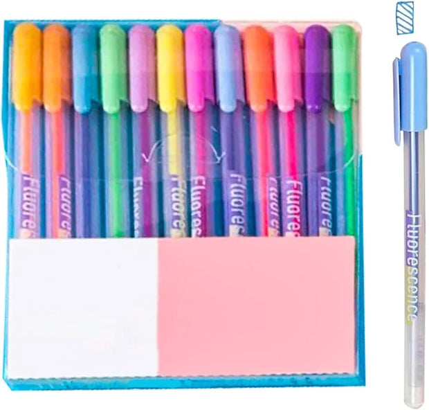 12 Colorful Fluore Scence Pastel Gel Pens - The Write Stuff