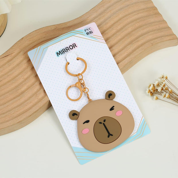 Kuromi And Capybara Mirror Keychain – Portable Pocket Makeup Mirror with Keyring Hook - The Write Stuff