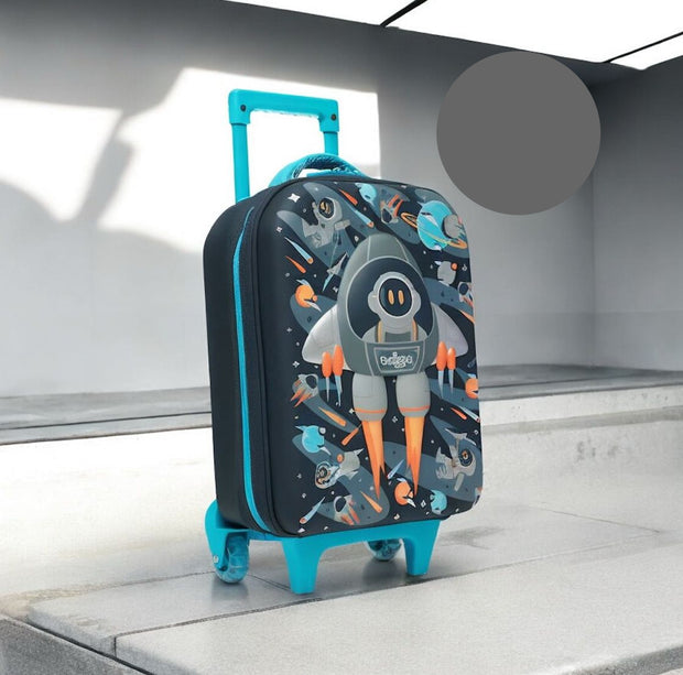 Smiggle Kids Trolley Suitcase – Space Rocket Hardtop Travel Luggage with Wheels & Handle
