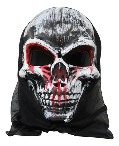 Halloween Skull Face Mask with Hood – Scary Horror Costume & Party Décor