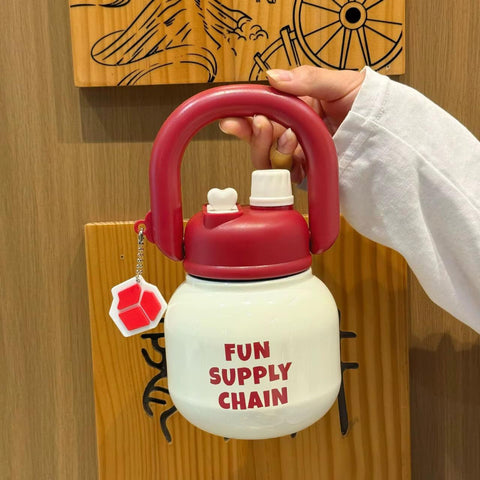 Fun Supply Chain kettle bell Water Bottle – Sipper Bottle with Handle & Charm - The Write Stuff