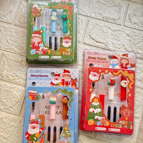 Christmas Fountain Pen Set – Red, Green & Blue | Festive Writing Pen Gift Set - The Write Stuff