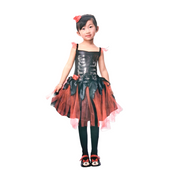 Halloween Frock Dress for Girls – Red & Black Witch Style Party Costume
