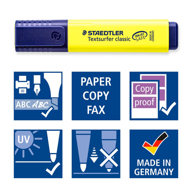 Staedtler Textsurfer Classic Highlighters – Pack of 6 Neon Colors