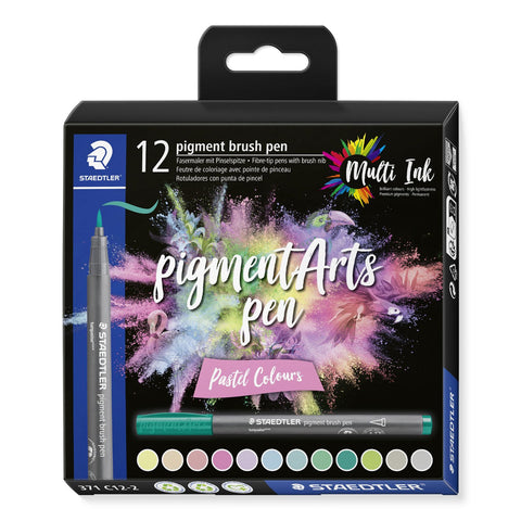 Staedtler- Pigment Brush Pen - 12 Count (Pastel Colours)