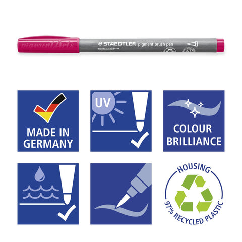 Staedtler- Pigment Brush Pen - 6 Count (Reds & Pinks)