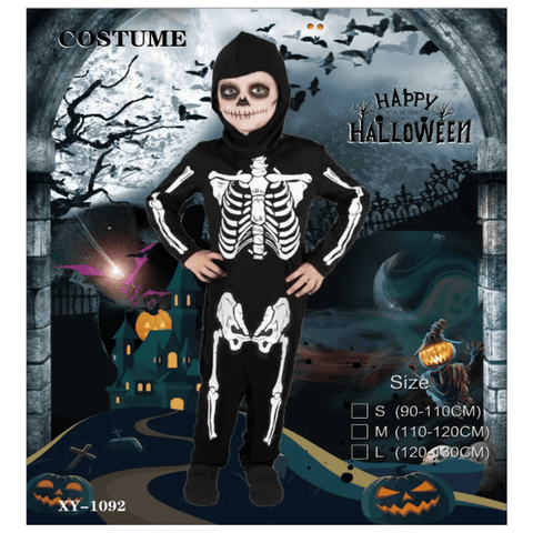 Halloween Cape Skeleton Costume for Kids – Spooky Dress-Up for Boys