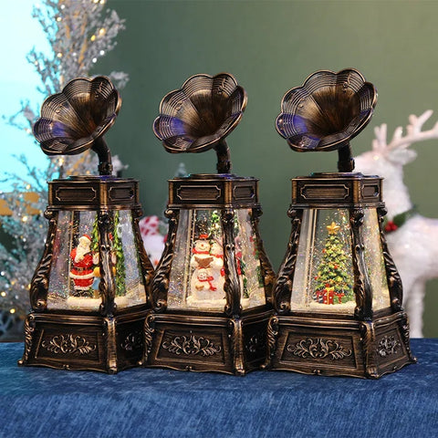 Christmas Gramophone Showpiece with LED Light and Music