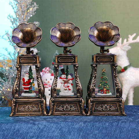 Christmas Gramophone Showpiece with LED Light and Music