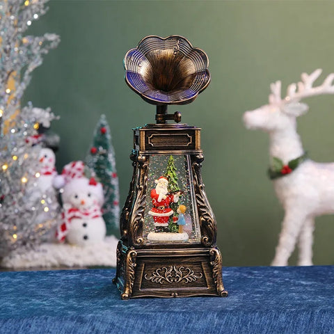 Christmas Gramophone Showpiece with LED Light and Music