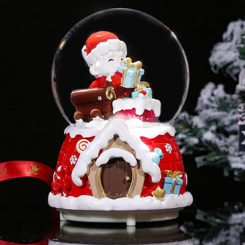 Christmas Snow Globe Santa on Scooter with Light and Music