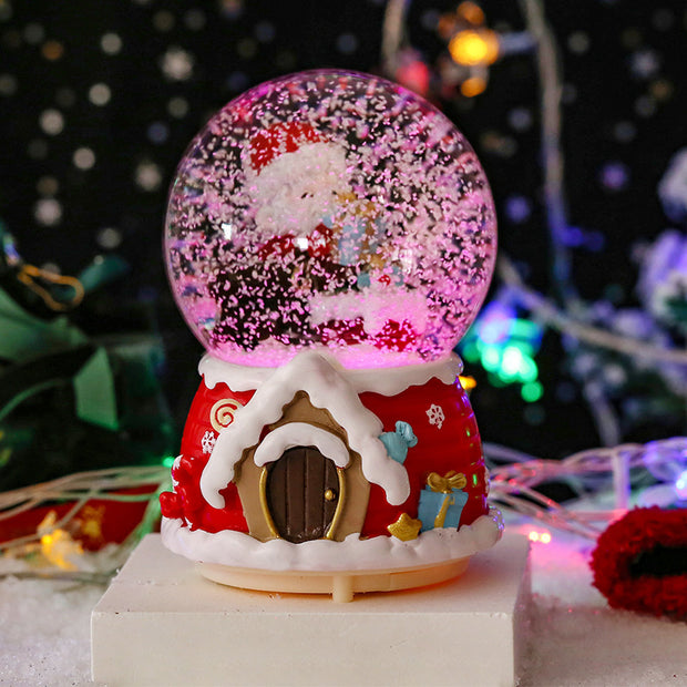 Christmas Snow Globe Santa on Scooter with Light and Music