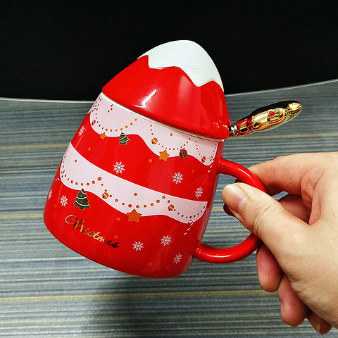 Xmas Ceramic coffee Mugs With Star Spoon