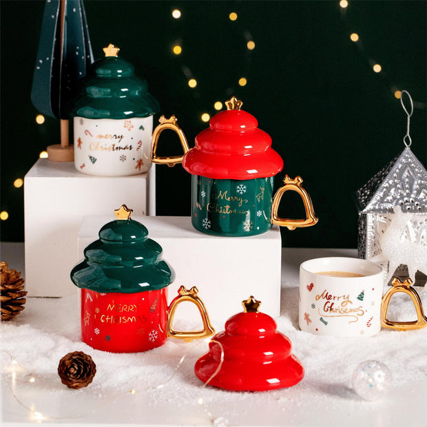 Christmas  Ceramic Mug with Bell Handle