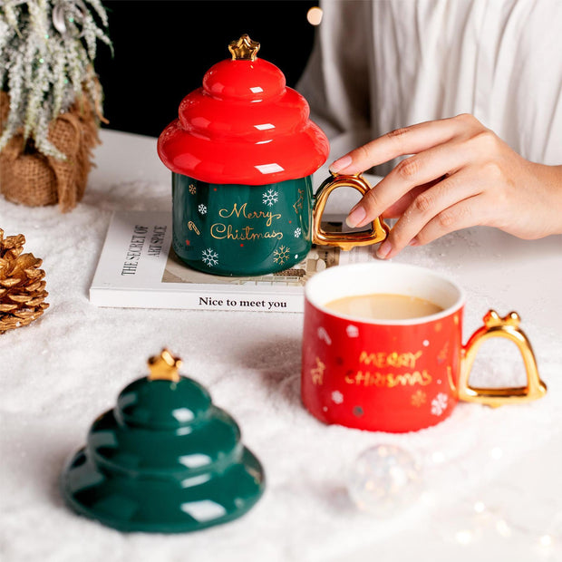 Christmas  Ceramic Mug with Bell Handle