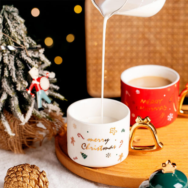 Christmas  Ceramic Mug with Bell Handle