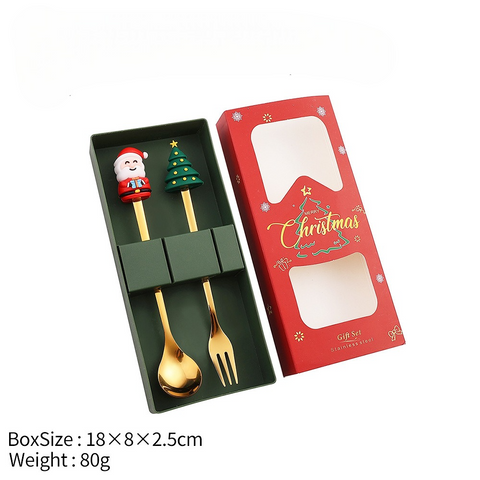 Christmas Golden Spoon & Fork - Set of 2