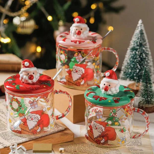 Christmas Theme Transparent Glass Mug