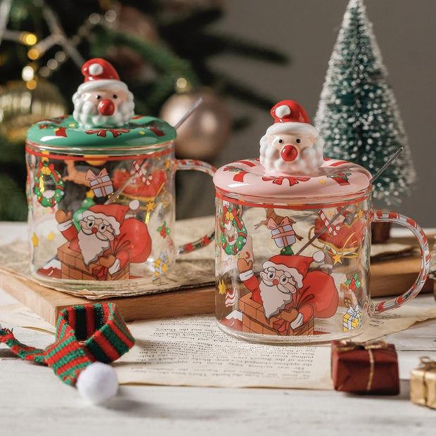 Christmas Theme Transparent Glass Mug