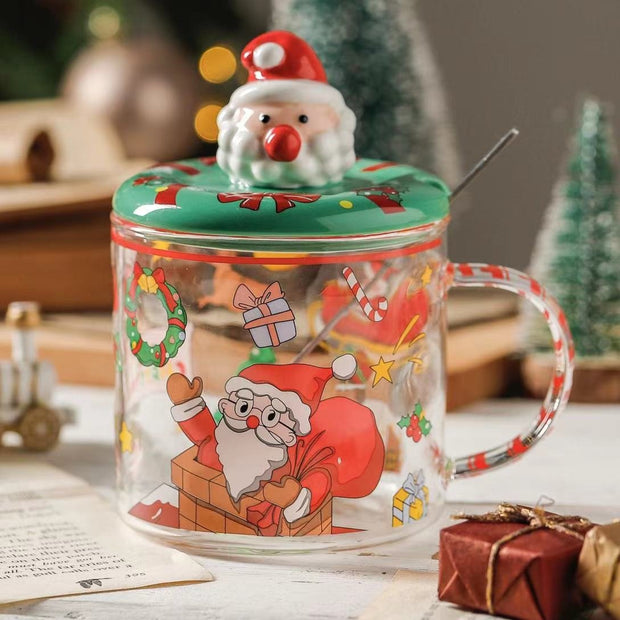 Christmas Theme Transparent Glass Mug