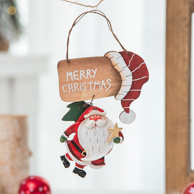 Christmas Tree Wooden Santa Hanging