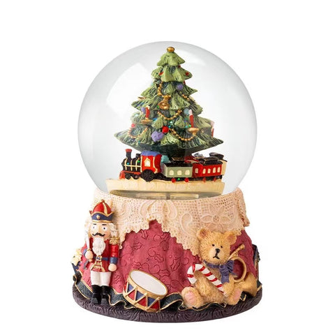 Christmas Tree and Train Snow Globe with Music