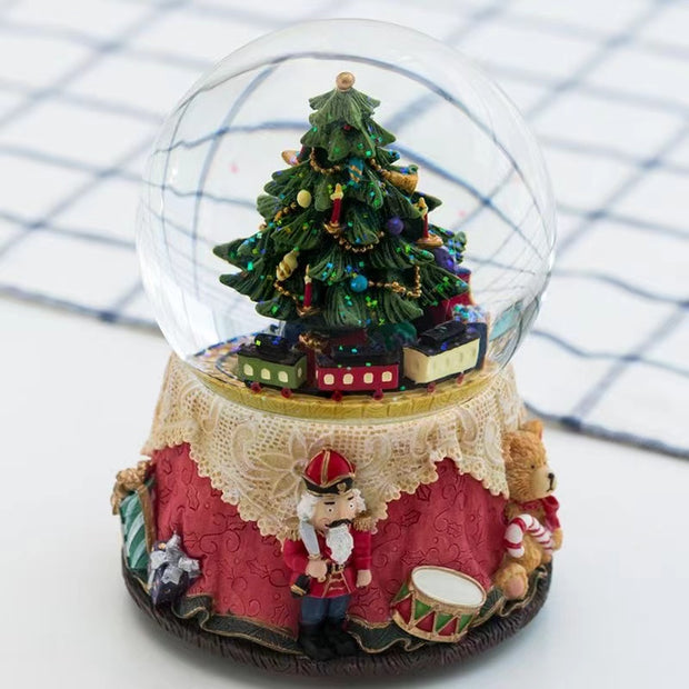 Christmas Tree and Train Snow Globe with Music - The Write Stuff