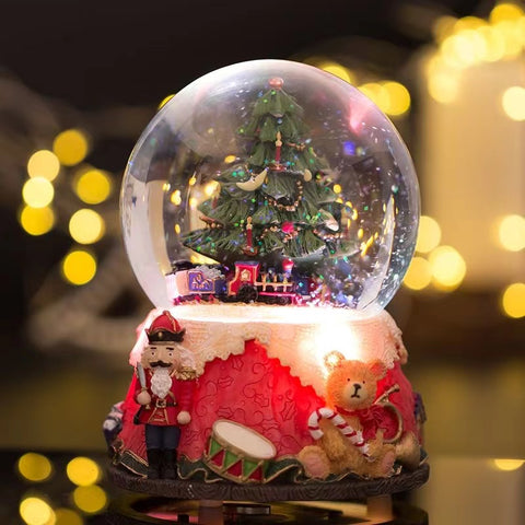 Christmas Tree and Train Snow Globe with Music