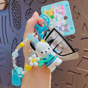 Wristlet Keychain - Cute Sanrio With Flower