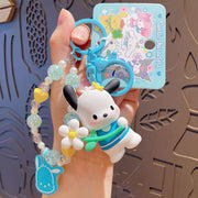 Wristlet Keychain - Cute Sanrio With Flower