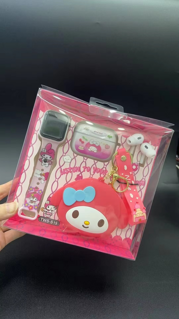 Sanrio 3-in-1 Combo Gift Set – Smart Watch Band + Wireless Earbuds + Silicone Case & Keychain - The Write Stuff