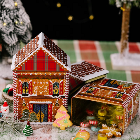 Christmas House shaped Tin Box