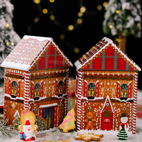 Christmas House shaped Tin Box