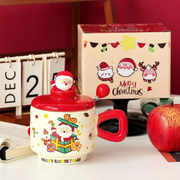 "Cute Santa top ceramic holiday mug for coffee and hot chocolate"
