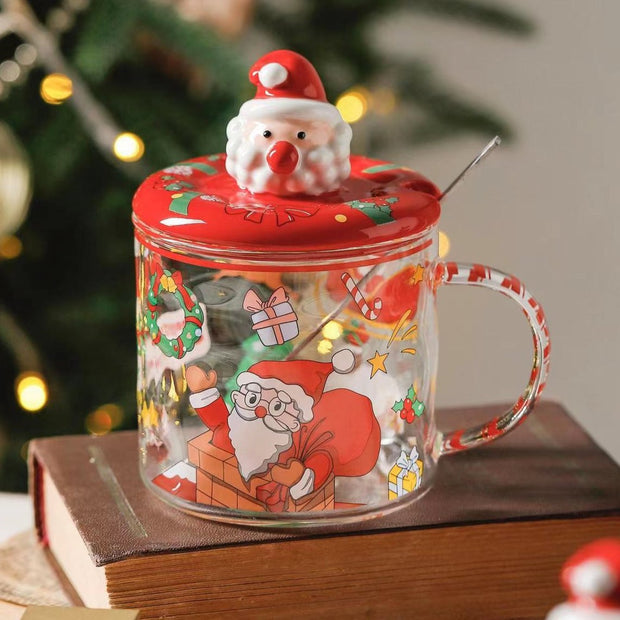 Christmas Theme Transparent Glass Mug