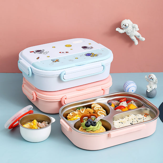 Space Bento Steel Lunch Box with 4 Compartments + Steel Dabbi