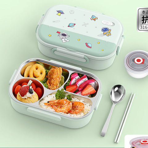 Space Bento Steel Lunch Box with 4 Compartments + Steel Dabbi