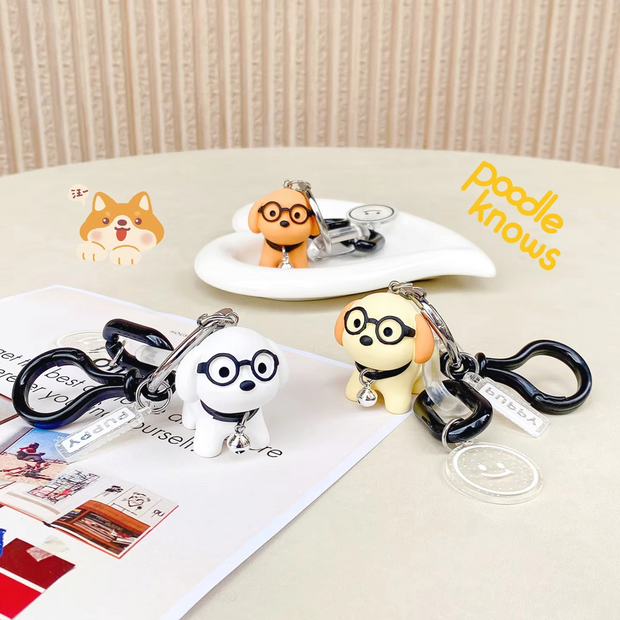 Keychain -  Puppy with Glasses