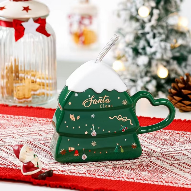 Xmas Tree Mug with Silicone Lid