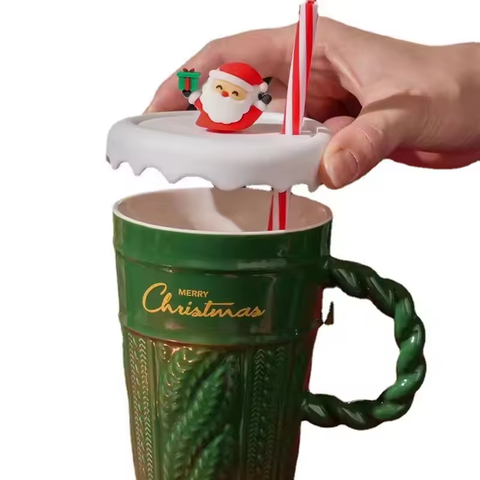 Merry Christmas Tall Mug with Straw