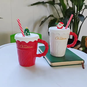 Merry Christmas Tall Mug with Straw